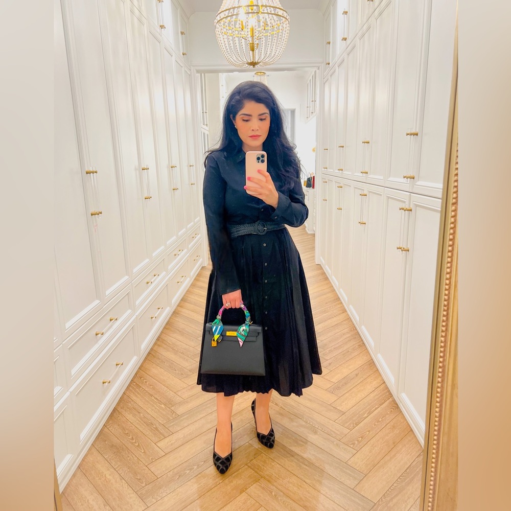 Pleated midi shirtdress